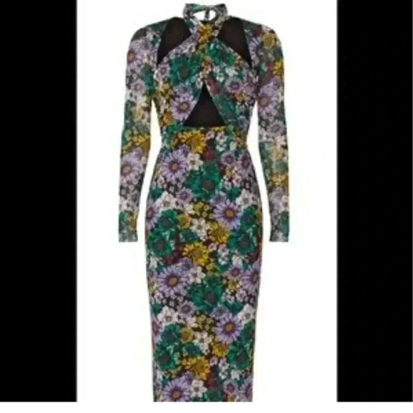 AFRM floral wrap front peek a boo mesh dress - Picture 12 of 16